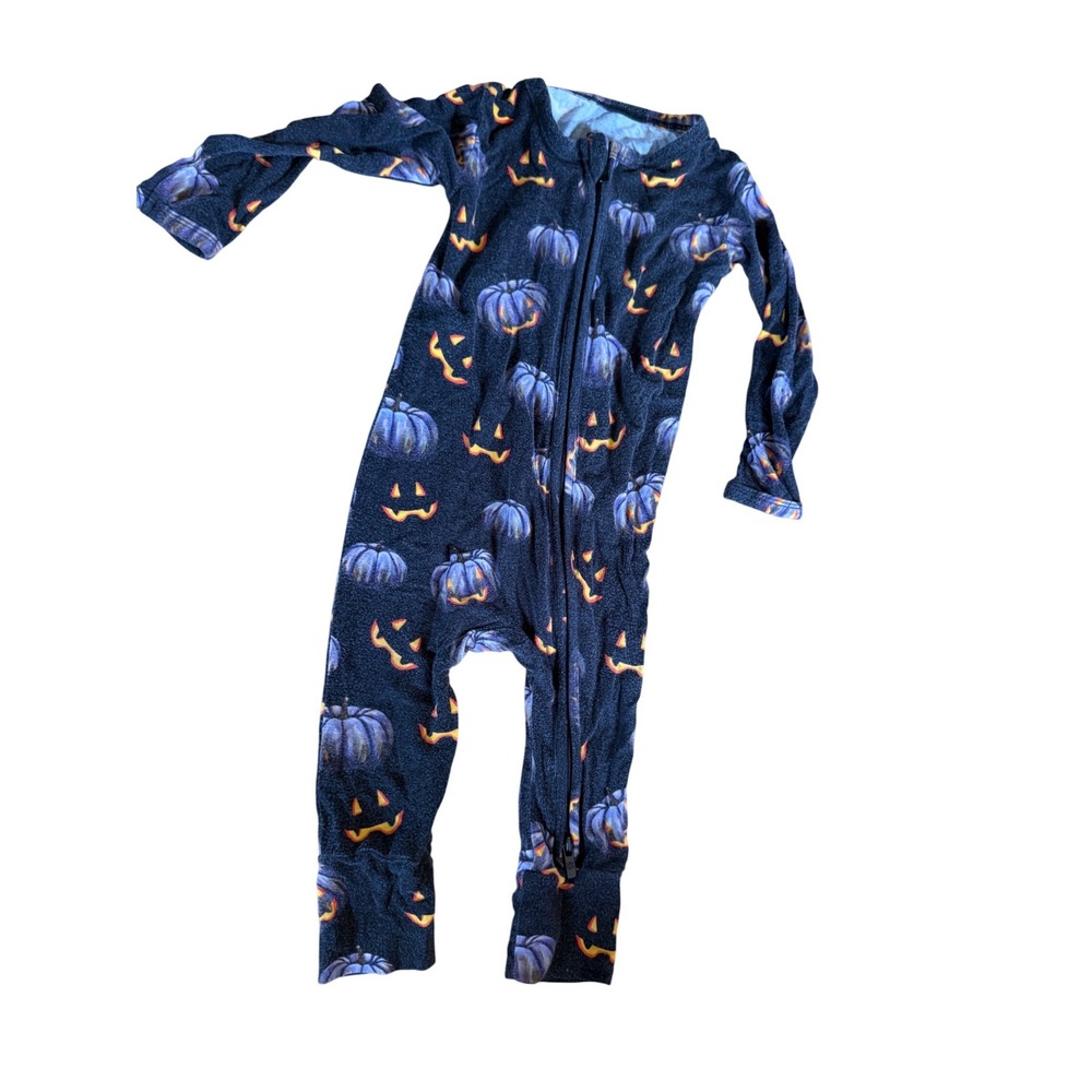 Bums & Roses black jackolantern pumpkin Halloween one piece bamboo sleeper‎